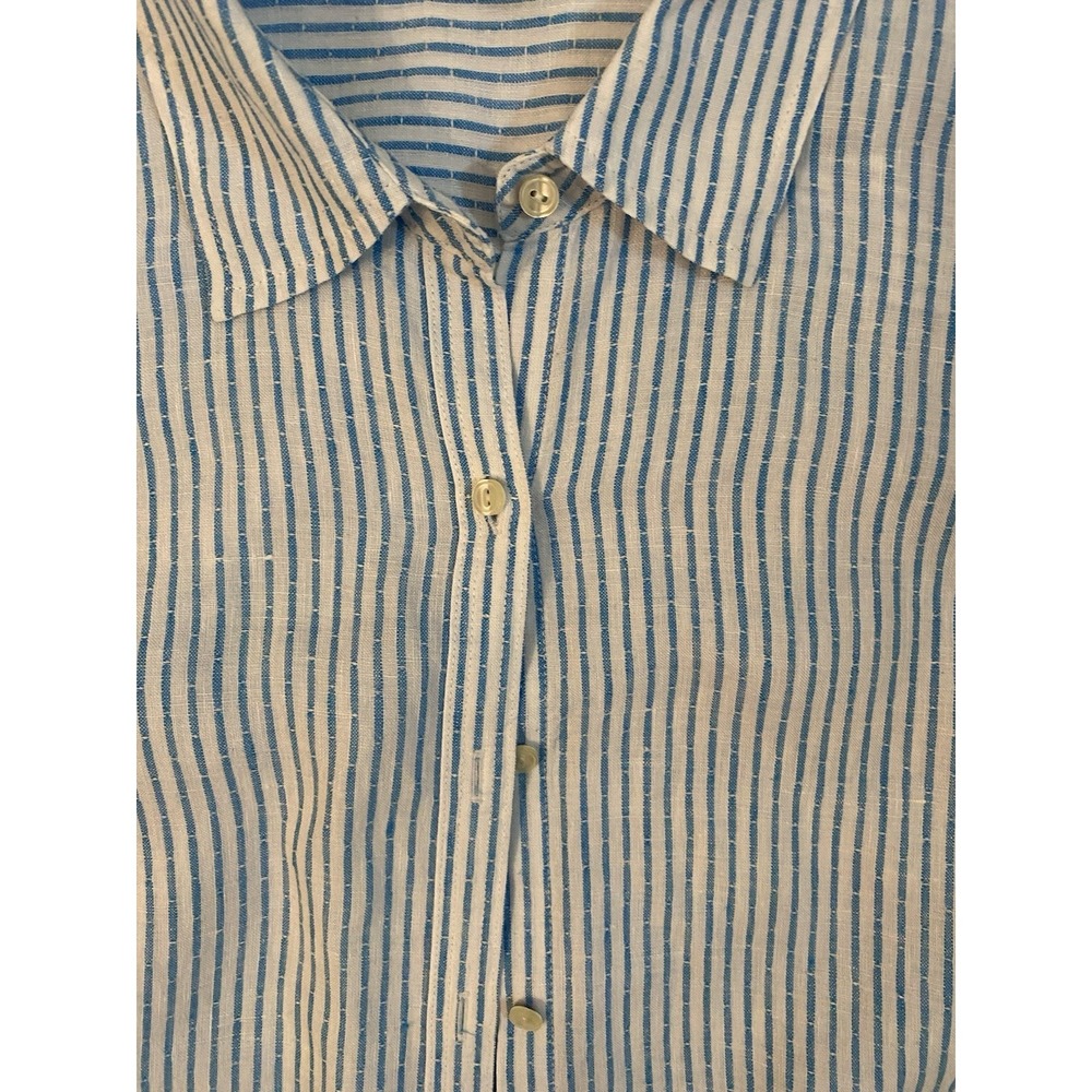 Talbots Shirt Sz 2XL Blue White Striped LONG Sleeve Button Up Career Office Work - Picture 5 of 8